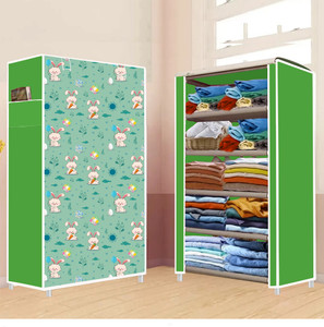 furnigully 5 shelf foldable collapsible wardrobe storage organizer almirah cloth rack pp collapsible wardrobe