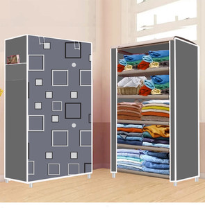 furnigully 5 shelf foldable collapsible wardrobe storage organizer almirah cloth rack pp collapsible wardrobe