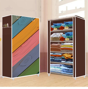 furnigully 5 shelf foldable collapsible wardrobe storage organizer almirah cloth rack pp collapsible wardrobe