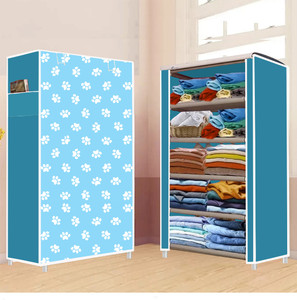 furnigully 5 shelf foldable collapsible wardrobe storage organizer almirah cloth rack pp collapsible wardrobe