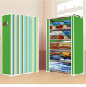 FurniGully 5 Shelf Foldable Collapsible Wardrobe Storage Organizer Almirah Cloth Rack PP Collapsible Wardrobe (Finish Color - Green-4, DIY(Do-It-Yourself))