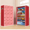 FurniGully 5 Shelf Foldable Collapsible Wardrobe Storage Organizer Almirah Cloth Rack PP Collapsible Wardrobe