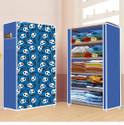 FurniGully 5 Shelf Foldable Collapsible Wardrobe Storage Organizer Almirah Cloth Rack PP Collapsible Wardrobe