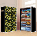 FurniGully 5 Shelf Foldable Collapsible Wardrobe Storage Organizer Almirah Cloth Rack PP Collapsible Wardrobe (Finish Color - Daisy Floral Black -26, DIY(Do-It-Yourself))