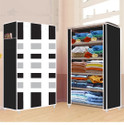 FurniGully 5 Shelf Foldable Collapsible Wardrobe Storage Organizer Almirah Cloth Rack PP Collapsible Wardrobe