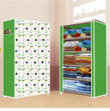 FurniGully 5 Shelf Foldable Collapsible Wardrobe Storage Organizer Almirah Cloth Rack PP Collapsible Wardrobe (Finish Color - Butterfly Green-3, DIY(Do-It-Yourself))