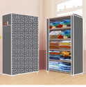 FurniGully 5 Shelf Foldable Collapsible Wardrobe Storage Organizer Almirah Cloth Rack PP Collapsible Wardrobe