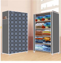 FurniGully 5 Shelf Foldable Collapsible Wardrobe Storage Organizer Almirah Cloth Rack PP Collapsible Wardrobe