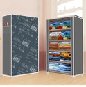 FurniGully 5 Shelf Foldable Collapsible Wardrobe Storage Organizer Almirah Cloth Rack PP Collapsible Wardrobe