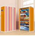 FurniGully 5 Shelf Foldable Collapsible Wardrobe Storage Organizer Almirah Cloth Rack PP Collapsible Wardrobe (Finish Color - Orange -8, DIY(Do-It-Yourself))