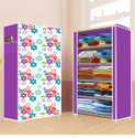 FurniGully 5 Shelf Foldable Collapsible Wardrobe Storage Organizer Almirah Cloth Rack PP Collapsible Wardrobe (Finish Color - Mini Flower Print -33, DIY(Do-It-Yourself))