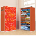 FurniGully 5 Shelf Foldable Collapsible Wardrobe Storage Organizer Almirah Cloth Rack PP Collapsible Wardrobe (Finish Color - School Pattern Orange -29, DIY(Do-It-Yourself))