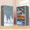FurniGully 5 Shelf Foldable Collapsible Wardrobe Storage Organizer Almirah Cloth Rack PP Collapsible Wardrobe