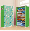 FurniGully 5 Shelf Foldable Collapsible Wardrobe Storage Organizer Almirah Cloth Rack PP Collapsible Wardrobe