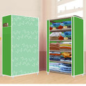 FurniGully 5 Shelf Foldable Collapsible Wardrobe Storage Organizer Almirah Cloth Rack PP Collapsible Wardrobe (Finish Color - Green-5, DIY(Do-It-Yourself))