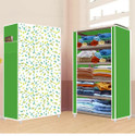 FurniGully 5 Shelf Foldable Collapsible Wardrobe Storage Organizer Almirah Cloth Rack PP Collapsible Wardrobe