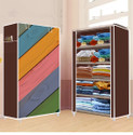 FurniGully 5 Shelf Foldable Collapsible Wardrobe Storage Organizer Almirah Cloth Rack PP Collapsible Wardrobe