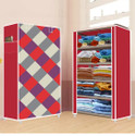 FurniGully 5 Shelf Foldable Collapsible Wardrobe Storage Organizer Almirah Cloth Rack PP Collapsible Wardrobe