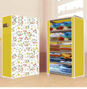 FurniGully 5 Shelf Foldable Collapsible Wardrobe Storage Organizer Almirah Cloth Rack PP Collapsible Wardrobe (Finish Color - Warm Flower Yellow -32, DIY(Do-It-Yourself))