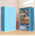 FurniGully 5 Shelf Foldable Collapsible Wardrobe Storage Organizer Almirah Cloth Rack PP Collapsible Wardrobe
