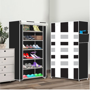 furnigully 6 shelf foldable collapsible shoerack metal shoe stand
