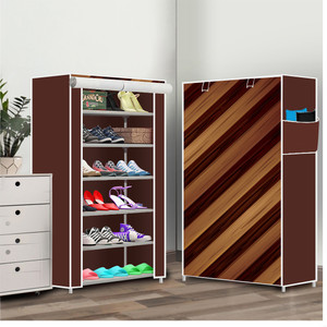 furnigully 6 shelf foldable collapsible shoerack metal shoe stand 14brown wall panel 6 shelves diydo-it-yourself