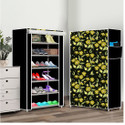 FurniGully 6 Shelf Foldable Collapsible ShoeRack Metal Shoe Stand (26|Black Daisy Floral, 6 Shelves, DIY(Do-It-Yourself))