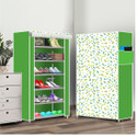 FurniGully 6 Shelf Foldable Collapsible ShoeRack Metal Shoe Stand (25|Green Leaf print, 6 Shelves, DIY(Do-It-Yourself))