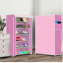 FurniGully 6 Shelf Foldable Collapsible ShoeRack Metal Shoe Stand (28 | Pink Diagonal, 6 Shelves, DIY(Do-It-Yourself))
