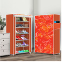 FurniGully 6 Shelf Foldable Collapsible ShoeRack Metal Shoe Stand (29 | School Pattern Orange, 6 Shelves, DIY(Do-It-Yourself))