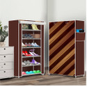 FurniGully 6 Shelf Foldable Collapsible ShoeRack Metal Shoe Stand (14|Brown Wall Panel, 6 Shelves, DIY(Do-It-Yourself))