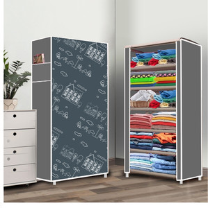 furnigully 6 shelf foldable collapsible wardrobe storage organizer almirah cloth rack pp collapsible wardrobe
