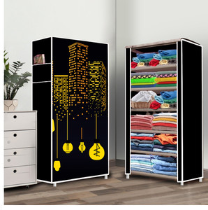furnigully 6 shelf foldable collapsible wardrobe storage organizer almirah cloth rack pp collapsible wardrobe