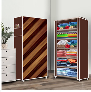 furnigully 6 shelf foldable collapsible wardrobe storage organizer almirah cloth rack pp collapsible wardrobe finish color - brown 14 diydo-it-yourself