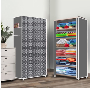 furnigully 6 shelf foldable collapsible wardrobe storage organizer almirah cloth rack pp collapsible wardrobe