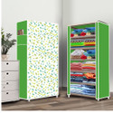 FurniGully 6 Shelf Foldable Collapsible Wardrobe Storage Organizer Almirah Cloth Rack PP Collapsible Wardrobe (Finish Color - Leaf print Green (25), DIY(Do-It-Yourself))