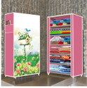 FurniGully 6 Shelf Foldable Collapsible Wardrobe Storage Organizer Almirah Cloth Rack PP Collapsible Wardrobe