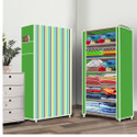 FurniGully 6 Shelf Foldable Collapsible Wardrobe Storage Organizer Almirah Cloth Rack PP Collapsible Wardrobe