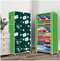 FurniGully 6 Shelf Foldable Collapsible Wardrobe Storage Organizer Almirah Cloth Rack PP Collapsible Wardrobe
