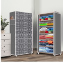 FurniGully 6 Shelf Foldable Collapsible Wardrobe Storage Organizer Almirah Cloth Rack PP Collapsible Wardrobe