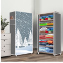 FurniGully 6 Shelf Foldable Collapsible Wardrobe Storage Organizer Almirah Cloth Rack PP Collapsible Wardrobe