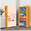 FurniGully 6 Shelf Foldable Collapsible Wardrobe Storage Organizer Almirah Cloth Rack PP Collapsible Wardrobe (Finish Color - Orange (18), DIY(Do-It-Yourself))