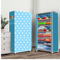 FurniGully 6 Shelf Foldable Collapsible Wardrobe Storage Organizer Almirah Cloth Rack PP Collapsible Wardrobe
