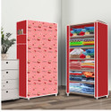 FurniGully 6 Shelf Foldable Collapsible Wardrobe Storage Organizer Almirah Cloth Rack PP Collapsible Wardrobe