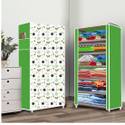 FurniGully 6 Shelf Foldable Collapsible Wardrobe Storage Organizer Almirah Cloth Rack PP Collapsible Wardrobe (Finish Color - Butterfly Green3, DIY(Do-It-Yourself))