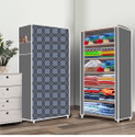 FurniGully 6 Shelf Foldable Collapsible Wardrobe Storage Organizer Almirah Cloth Rack PP Collapsible Wardrobe