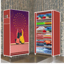 FurniGully 6 Shelf Foldable Collapsible Wardrobe Storage Organizer Almirah Cloth Rack PP Collapsible Wardrobe