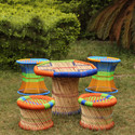 FurniGully Bamboo Table & Chair Set (Finish Color - Multicolor, Pre-assembled)