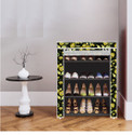 FurniGully Metal Shoe Stand (26-Black Daisy Floral, 4 Shelves, DIY(Do-It-Yourself))