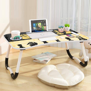 furnigully multipurpose foldable with cup holder study  bed wood portable laptop table finish color - w yellow pre assembled